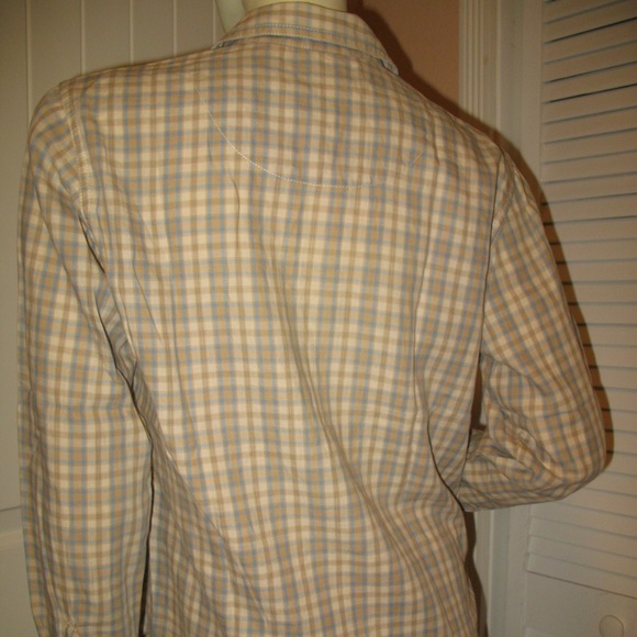 Vintage Y2K 90s 80s Liz Claiborne Button Up Shirt Top Plaid Khaki Preppy Western - Picture 8 of 8